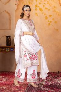 Nakış iş üst dijital baskı ile zarif Chinon Dupatta Plazo Set düğün resepsiyonları ve geleneksel etkinlikler için mükemmel - Product Image 6