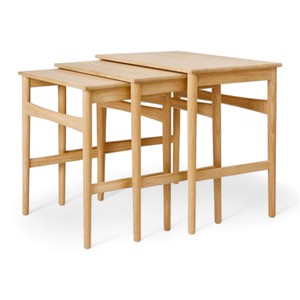 Handcrafted Console Nesting <strong>Table</strong> <strong>Set</strong> of <strong>3</strong> with Teak Wood a in Smooth Sanding and Dried Wood Nested Side <strong>Table</strong> for Living Room - Product Image 3