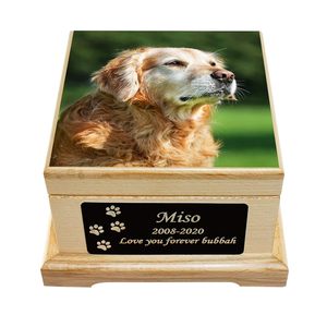 Cổ điển màu đen khung ảnh gỗ vật nuôi urn chôn cất Cung cấp thủ công đám tang động vật tro urns - Product Image 2