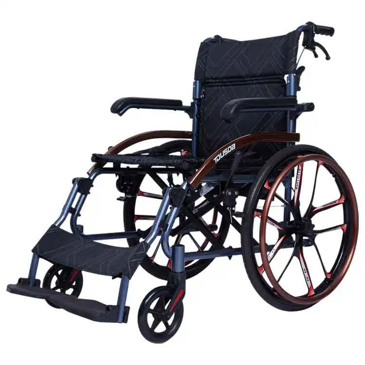 Q05LAJ รถเข็นคนพิการแบบแมนนวลพับได้สำหรับผู้พิการรถเข็นคนพิการขนาด20นิ้วน้ำหนักเบาทำจากอะลูมิเนียม