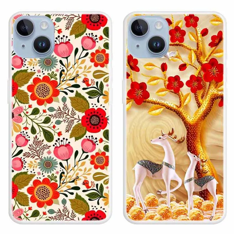 Casing pelindung ponsel iPhone 15 Plus, casing pelindung ponsel TPU fleksibel, penutup desain Motif