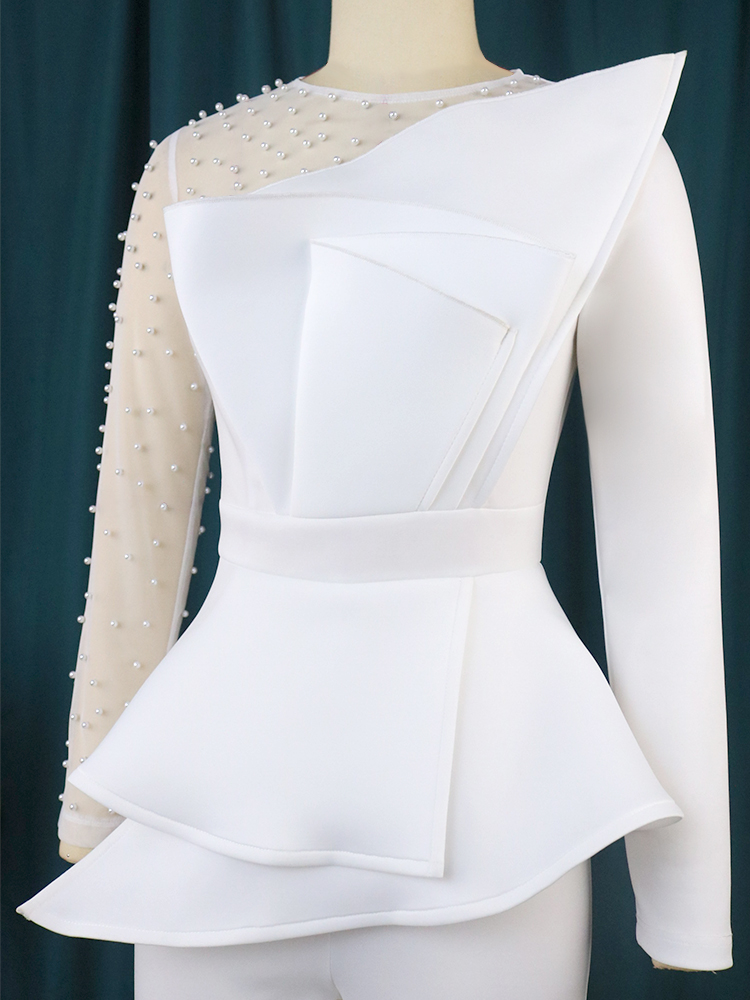 Vintage Straight Wide Leg Elegant Party Evening Women's Jumpsuits Beaded