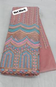Siyah renk Mono Net kumaş nakış Sari son özel Saree etnik gelin düğün çarpıcı bak Bollywood Trendy - Product Image 3