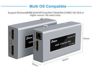 Extensor HDMI DTECH 1 en 2 salidas 2 monitores Splitter 50M Cable único Adaptador extensor HDMI