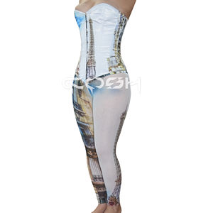 Mới đến câu lạc bộ và Đảng mặc tháp <span class=keywords><strong>Eiffel</strong></span> in thăng hoa satin Corset với lưới legging, Corset nhà sản xuất - Product Image 2