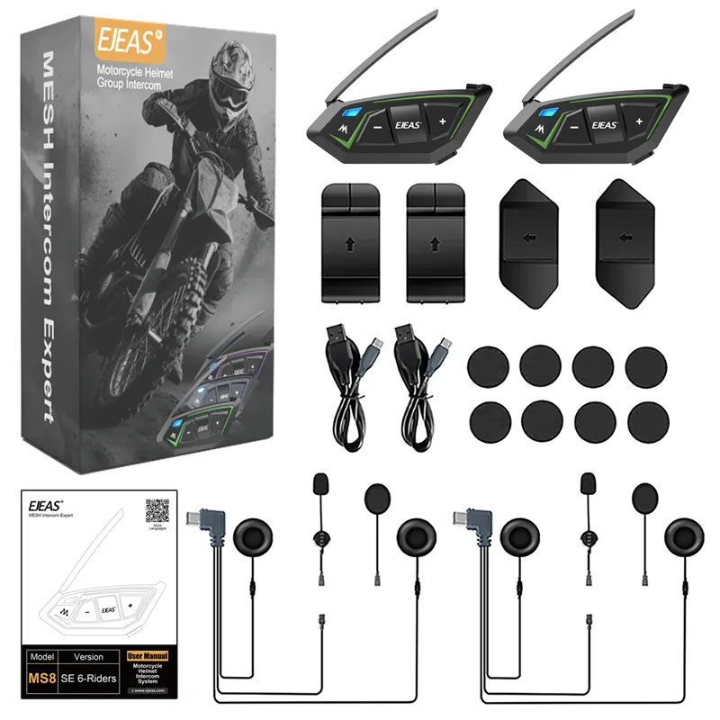 EJEAS MS8-SE 1000M BT casco Moto Intercomunicador Motocross Bluetooth Moto interfono cuffie Moto