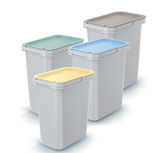 ふた付きモジュラー廃棄物4個セット壁取り付け式PPプラスチック掃除しやすい整理キッチンスペース用-ごみリサイクル用 - Product Image 1