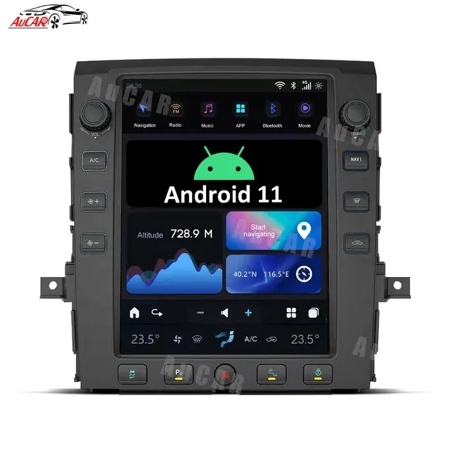 Aucar 12.1" Tesla Style Latest Android 11 Multimedia DVD Player GPS Navigation Car Stereo Video Radio For Nissan Titan 2010-2019