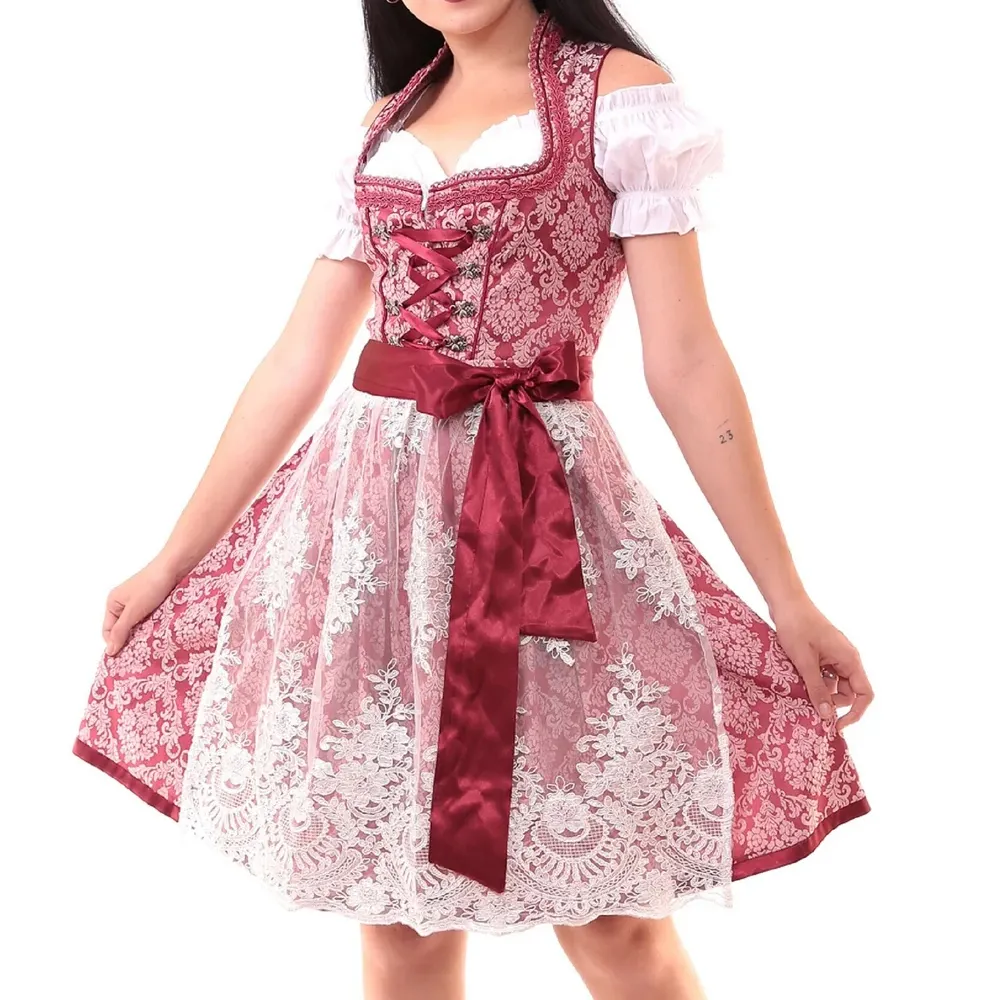 Bellissimo ricamo donna Dirndl vestito tedesco cotone poliestere vestito personalizzato/Midi Dirndl abiti per le donne