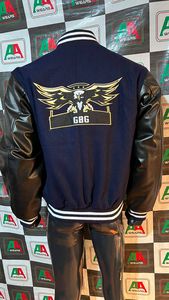 Heavy Embroidered Plus Size Biker <strong>Jacket</strong> Winter Steel Button Ribs Sheep Fur Letterman Style Wool Leather Breathable Cotton - Product Image 4