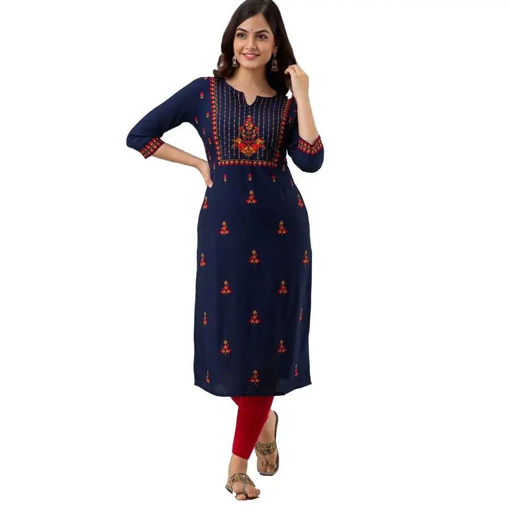 Kurti Katun Murni Wanita Kain Tradisional Kurti untuk Wanita Pakaian India & Pakistan Kurti Pendek untuk Penggunaan Sehari-hari