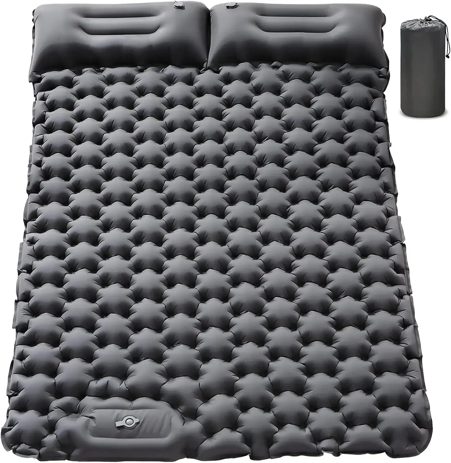 Camping, almohadilla de Camping autoinflable ultragruesa mejorada para 2 personas con almohada bomba de pie incorporada almohadilla de dormir Doble