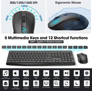 KOORUI Wholesale Wireless <strong>Keyboard</strong> and Mouse Combos 2.4G Silent Full Size <strong>Keyboard</strong> for Windows 3DPI Mouse - Product Image 4