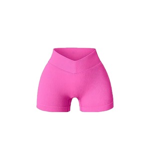女性用ハイウエストリフティング女性用シームレスフロントVウエストバンドクイックドライヨガショーツハイウエストヒップリフティング