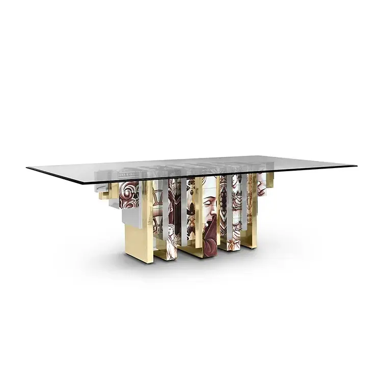 2021 modelo italiano mesa de comedor en muebles de comedor extensión moderna vidrio alto lujo mariposa cocina blanca