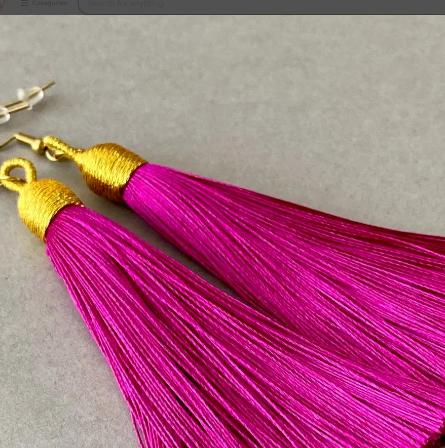 Boucles d'oreilles pompon magenta, superbes boucles d'oreilles fuchsia, longues boucles d'oreilles hippie boho rose vif