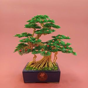 美しいワイヤー盆栽赤い花ユニークな風水装飾豊富ポジティブエネルギーシンボル人工木を出荷する準備ができて - Product Image 2