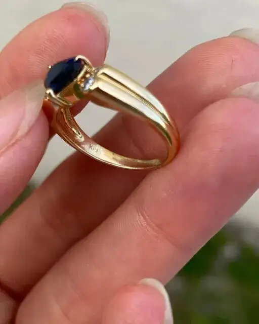 Hot Selling Extreme Quality Lab Created Blue Sapphire 2Ct Heart Shape Women's Ring 14K Yellow Gold Plated At Wholesale Price