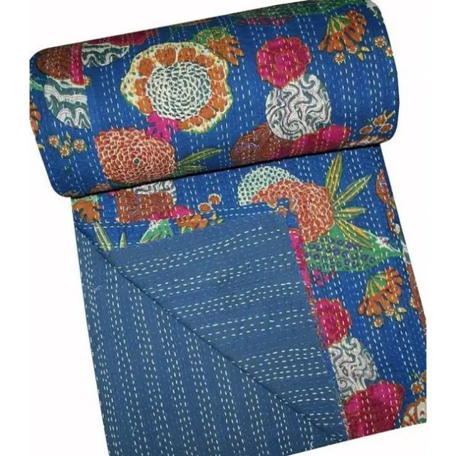 Colcha india de Color sólido, ropa de cama, bloque de mano kanta, juego de edredón suave personalizado para todas las estaciones