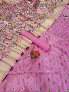 定制蓝色锦缎丝绸纱丽，花卉刺绣，非常适合印度服装店转售 - Product Image 4