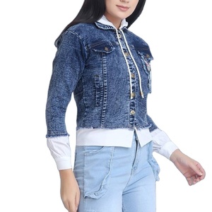查看更大的图像添加到比较分享定制设计高品质女式牛仔夹克，顶级时尚批发热卖