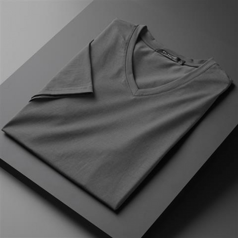 Dark grey V-neck short sleeves
