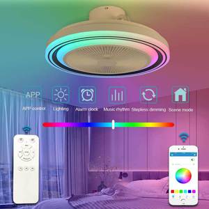 Ventilador de techo con luces Led para el hogar, dispositivo de ventilación moderno con música RGB, Control por aplicación de voz y Bluetooth, luces de techo inteligentes - Product Image 3