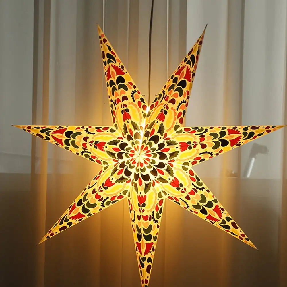 7-spitzen-Stern Weihnachtsdekoration Weihnachts-Papier-Stern-Tischlampe Feiertagsdekoration LICHTER Papier-Stern-Lampe