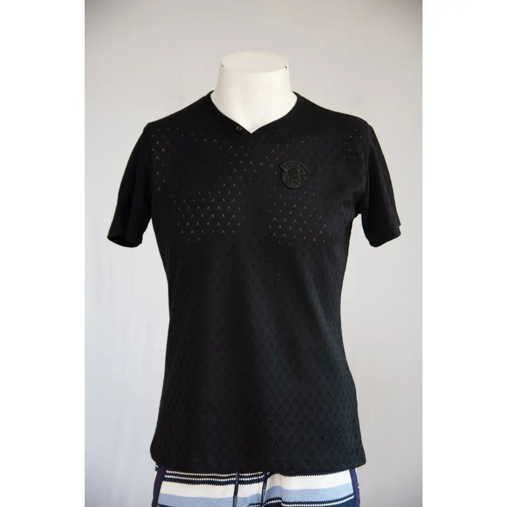 Camiseta masculina de manga curta, logotipo preto puro algodão em itália, para primavera, verão, 2023