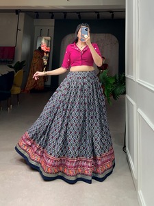 <strong>New</strong> Launching Rayon Cotton with Plato With Foil Print and Mirror With Handwork Co-ord Set <strong>Lehenga</strong> Collection