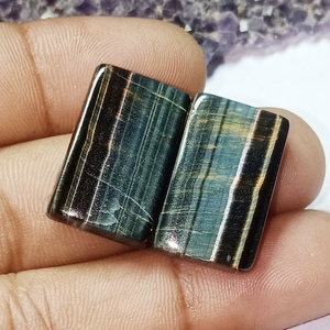 Doğal çift demir kaplan akik gevşek taş kaplan akik cabochon için küpe toplu fiyat akik taş sanat ve dekorasyon için - Product Image 1