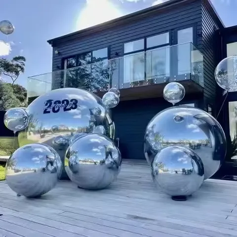 Outdoor glatte glänzende Kugeln für Veranstaltungen aufblasbare metallische Kugeln dekorative aufblasbare Spiegelbälle metallische Ballons