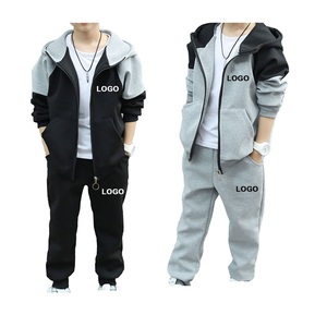 批发定制精品儿童运动服廉价男童服装套装加尺寸羊毛运动服巴基斯坦制造