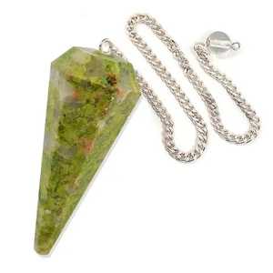 Unacrystal kristal noktası sarkaç Reiki şifa çakra dengeleme Dowsing Divination için gümüş zincir ile doğal cilalı - Product Image 1