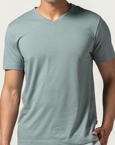 カスタムメンズピュアコットンVネックTシャツベーシックレギュラーフィット半袖ロゴデザインリクエスト - Product Image 6