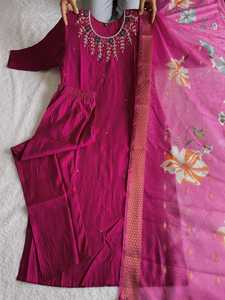 Women's Salwar Kameez with Khatli Work in Silk Fabric with Beautiful Color Fully Stitched Readymade - Product Image 5