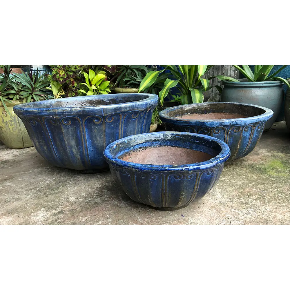 Vietnam vaso rotondo in ceramica retrò stile Vintage vaso grande pianta vasi grandi decorazioni per la casa in stile atlantico