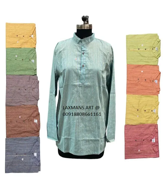 Kurta en coton d'Inde Kurta d'été pour homme Kurta en coton à rayures modèle d'été Kurta bohème vente en gros