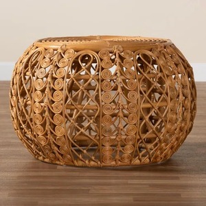 Handmade Rattan Coffee Table - Decorative Wicker Round <strong>Center</strong> Table with Intricate and Unique Design - Product Image 3