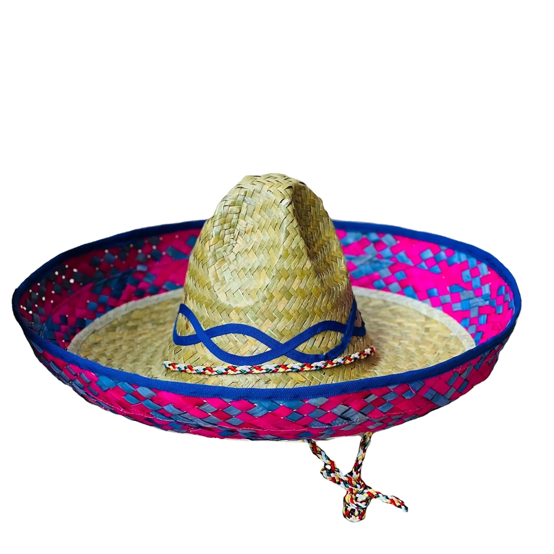 Sombrero Mexicano chapéu de palha grande borda com multi cor preço barato/tradicional sombrero de paja para toda a idade oversized venda quente