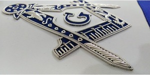 卸売フリーメーソンレガリアマスターメイソンスクエアとG地金刺繍フリーメーソンエプロン付きコンパス