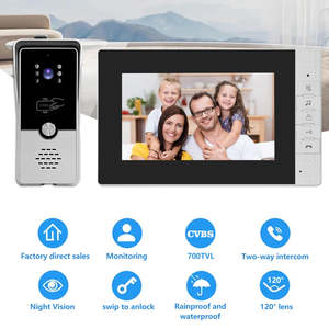 Videoportero para el hogar, manos libres, intercomunicador de doble vía, Monitor de 7 pulgadas con cámara de timbre de desbloqueo de tarjeta - Product Image 2