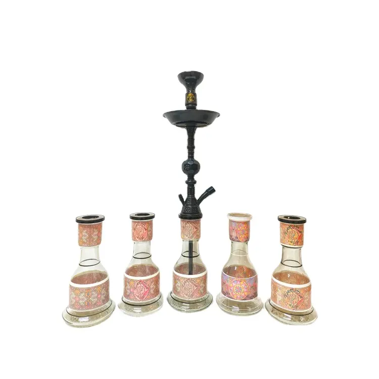 Gran oferta de calidad superior Base de cristal Shisha egipcia de lujo Impreso Jarrones de Cachimba de cristal de estilo andaluz único