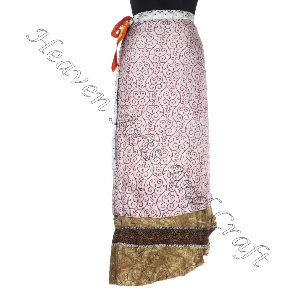Skirts Indian-Vintage Silk Sari Magic Wrap Skirt-Reversible boho stylish multi color summer wear comfortable fashion hippie