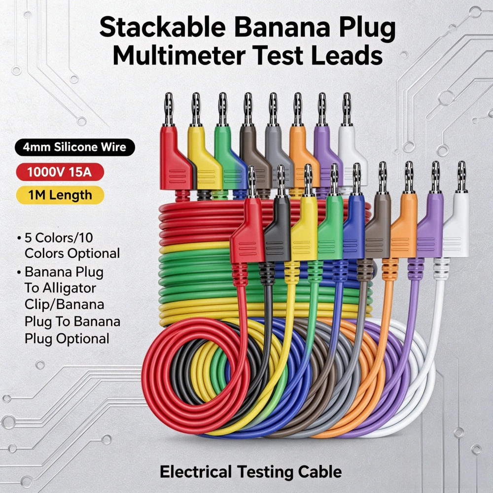 10 Conectores Banana Apilables de 10 Colores