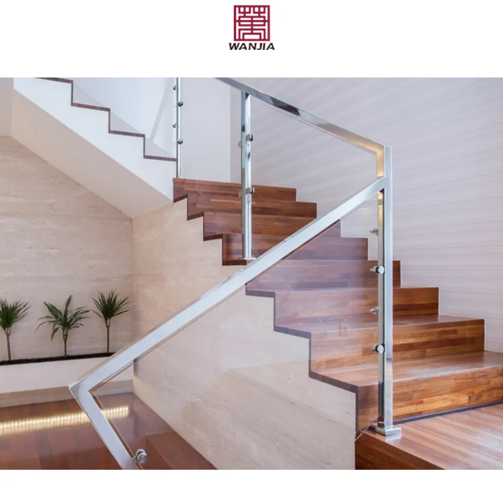 लक्जरी स्टेनलेस स्टील हैंडरेल डिजाइन इनडोर फ्रेमलेस सीढ़ियों हैंडरेल रेलिंग