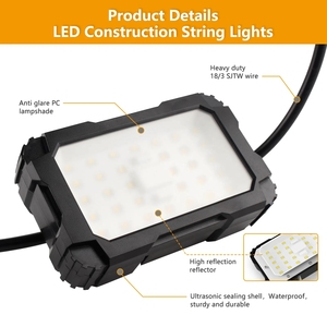 100FT sjtw 180W 19800 Lumen ETL ไฟเส้น LED ทำงานชั่วคราวสำหรับการก่อสร้าง - Product Image 2