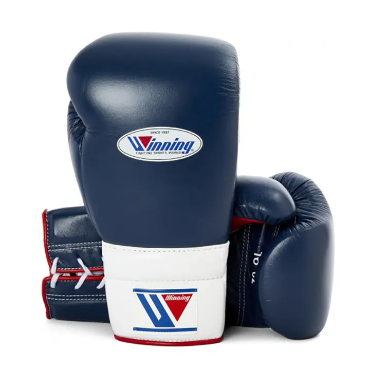 Guanti da boxe vincenti di alta qualità sacco da boxe Logo personalizzato in pelle vincente guantoni da boxe colore blu 14oz