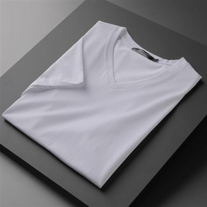 White V-neck short sleeves
