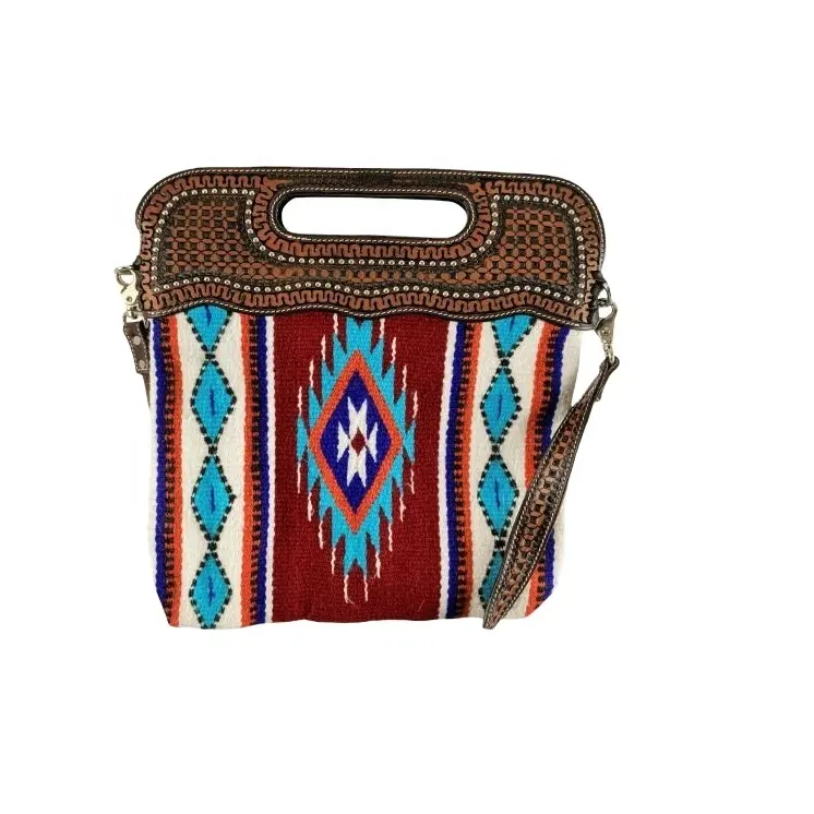 Bolso de piel auténtica de vaca Navajo con estilo y pelo, cabestrillo con flecos, fabricante indio, diseño personalizado disponible, venta al por mayor